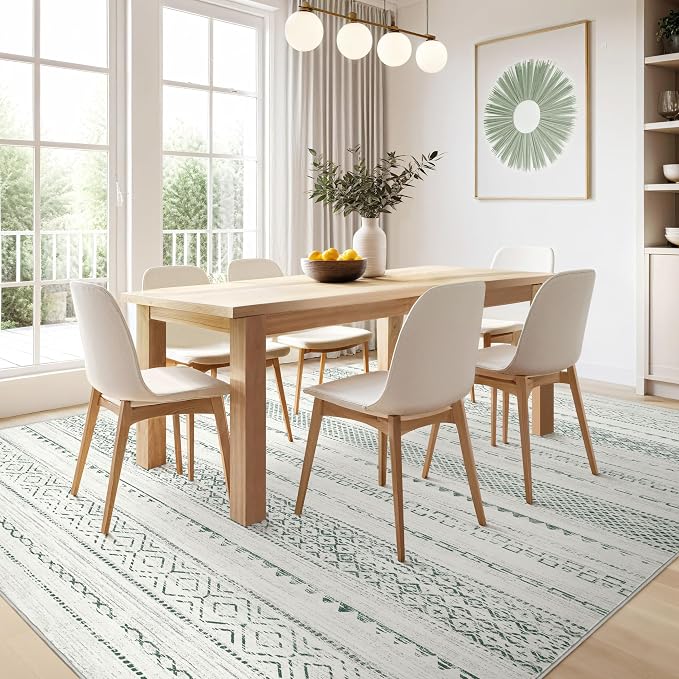 Nakagishi Green Rug Living Room Rugs: 8x10 Washable Boho Large Neutral Soft - Image 7