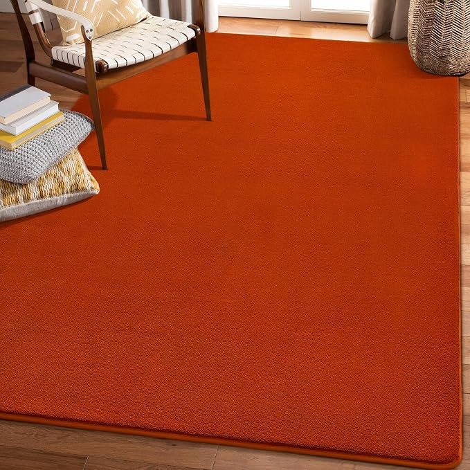 Modern Area Rug for Bedroom Living Room, 5x8 Orange Memory Foam Rug | Thickened - Image 7