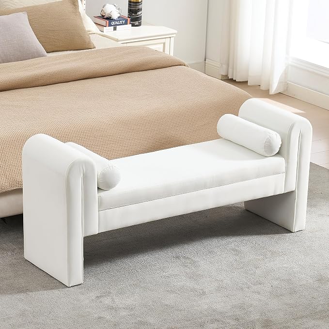 61" Velvet End of Bed Bench, Upholstered Seat - Image 9