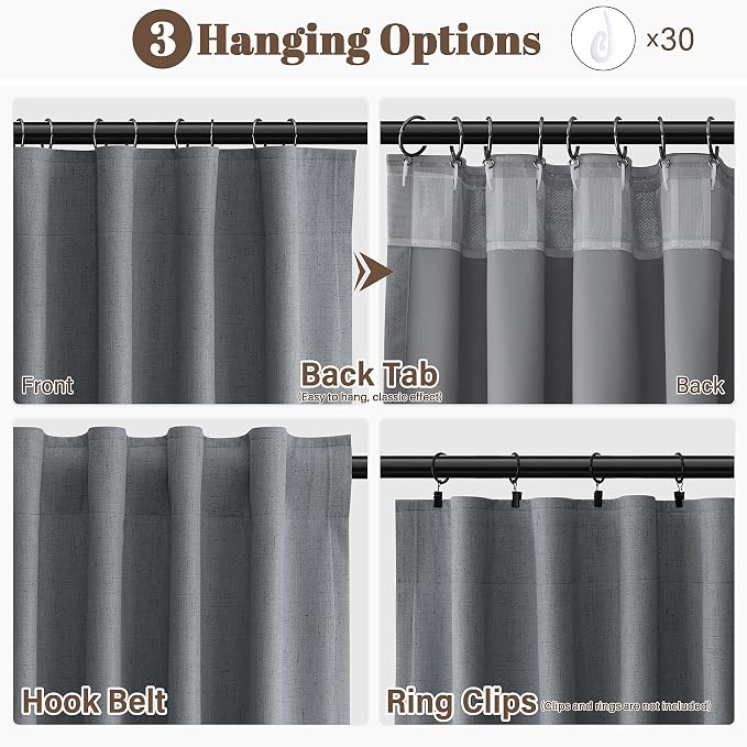 Grey Linen 100% Blackout Curtains - Image 2