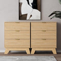 Night Stand Set 2, Bedside Table & End Table, Mid Century Modern Fluted Wood by WODEER