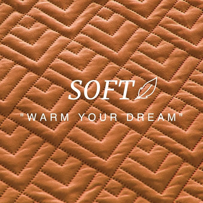 EXQ Home Twin Quilt Set Lightweight Squares Pattern Umber Bedding Set | Soft - Image 6
