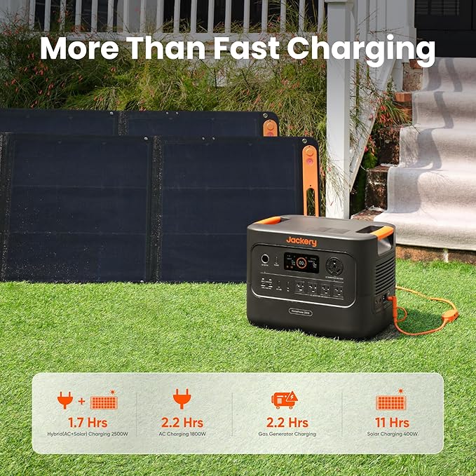 Jackery HomePower 3000 Portable Power Station with 4X 100W Prime Solar Panels, 3600W (Surge 7200W) Output, 3072Wh LFP Battery Solar Generator, Essential Backup for Home Use, RV, Emergencies