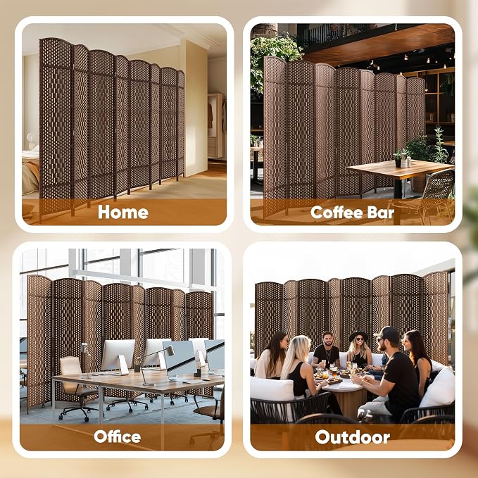 8 Panel Room Divider, Privacy Screen & Room Separation, Extra Wide | Paper - Image 8