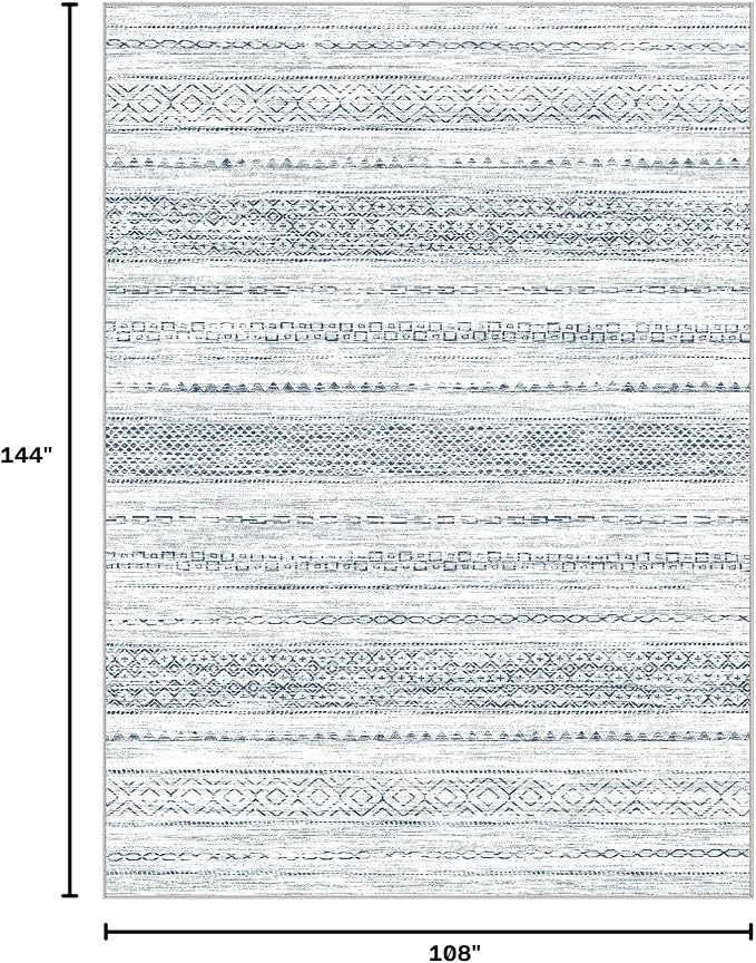 Nakagishi 9x12 Area Rugs Living Room: Washable Boho Large Neutral Soft - Image 2