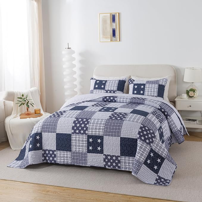 SLPR - Americana Patriotic Quilt Set, Star Bedding, King - Image 3
