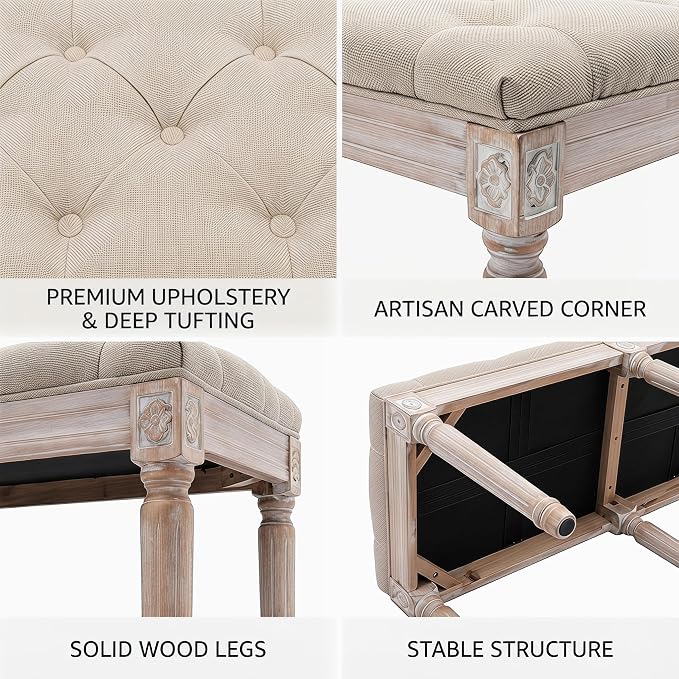 chairus Fabric Upholstered Dining Bench - Image 4