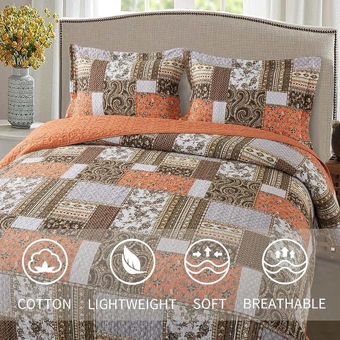 VAPUTAR Quilts Queen Size Fall, 100% Cotton Face Quilted Bedspread Coverlet | - Image 8