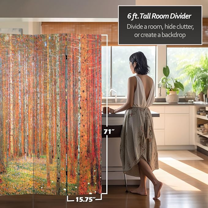 Red Lantern Double Sided Works of Klimt Room Divider - Image 5