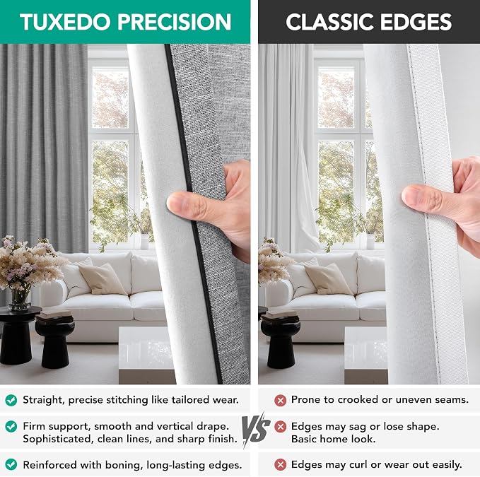 Deconovo Faux Linen 100% Blackout Curtains - Image 5
