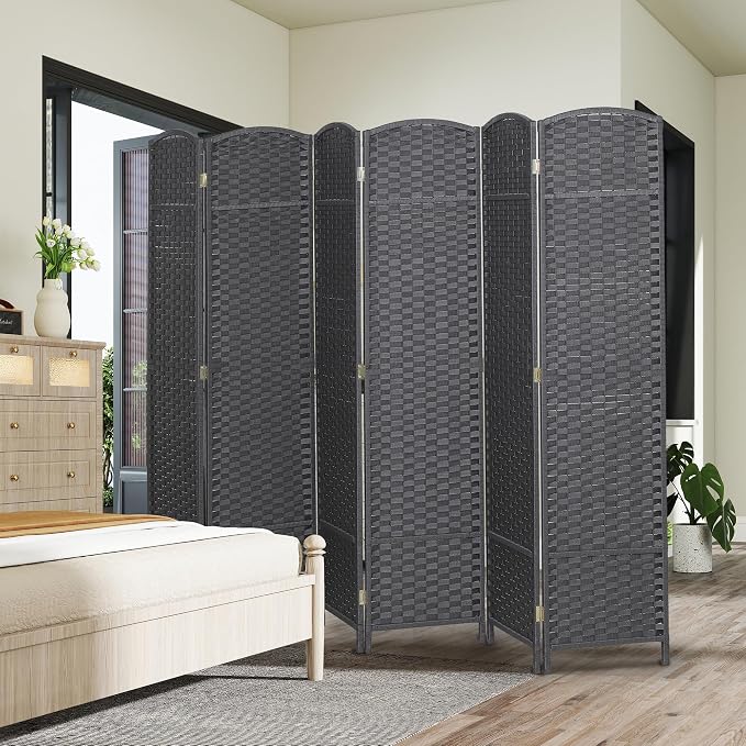 HOMCOM Room Divider 6 Panel Folding Privacy Screen 5.6' Tall Charcoal Gray | - Image 8