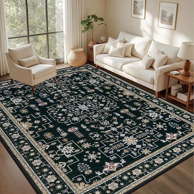 4x6 Area Rugs Living Room: Washable Vintage Rug by EXPEDIX