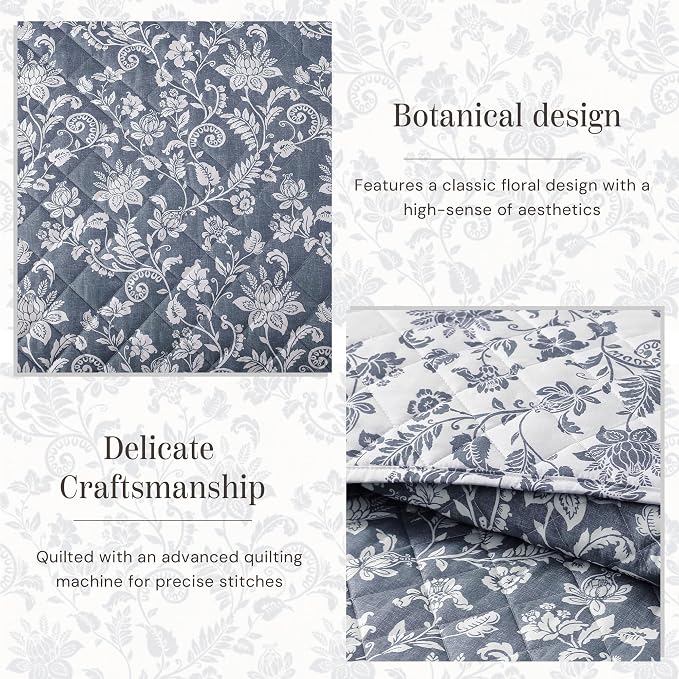 Queen Quilt Set-3 Pieces Soft Bedding Floral Reversible Coverlet | All Seasons - Image 4