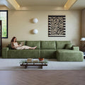 136" Sectional Couches for Living Room Modern Modular Sofa with L-Shape Couchs Upholstered Boneless Couch Deep Seat Sectional Couch with Chaise (Green, Right Facing Chaise+3Seaters)