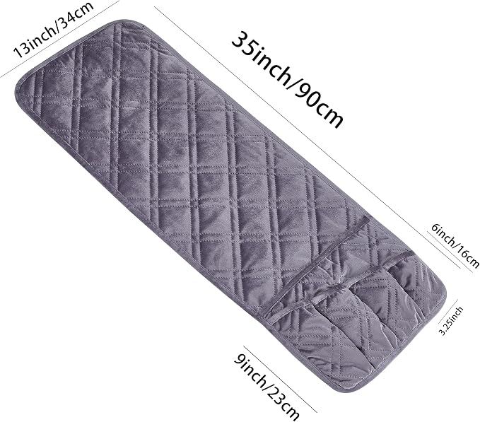 Brilliant Sunshine Grey Velvet Couch Armrest Cover, Armrest Organizer & Caddy - Image 2