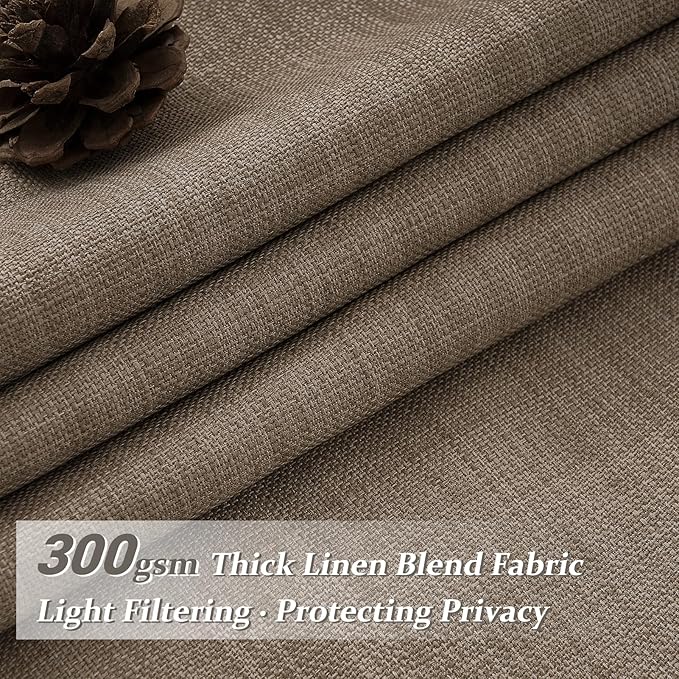 Natural Linen Blackout Short Curtains 63 Inches Long - Image 2