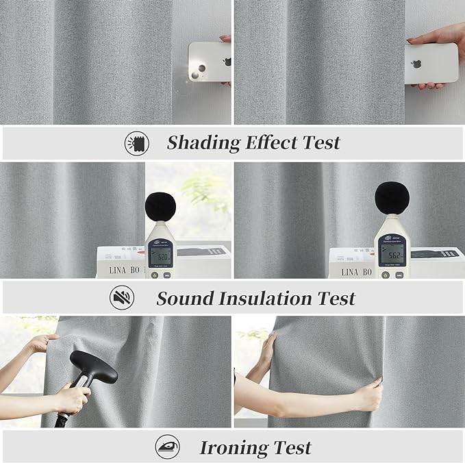 100% Blackout Window Curtain Panels, Back Tab Rod Pocket Hook Belt Pleated Look - Image 6