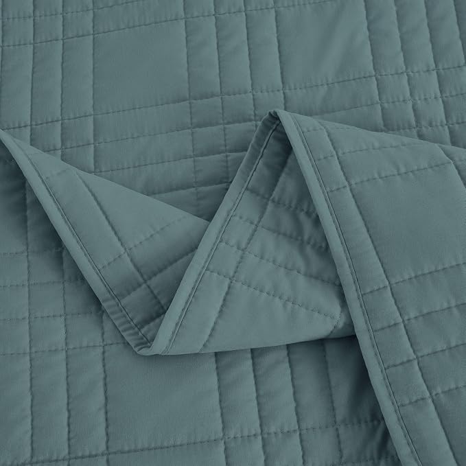 Chezmoi Collection Kingston King Size Bedspread Set, 3-Piece Blue Oversized - Image 8