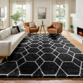 6x9 Area Rugs for Living Room Bedroom, Large Fluffy Black and White Throw Rug by ONASAR