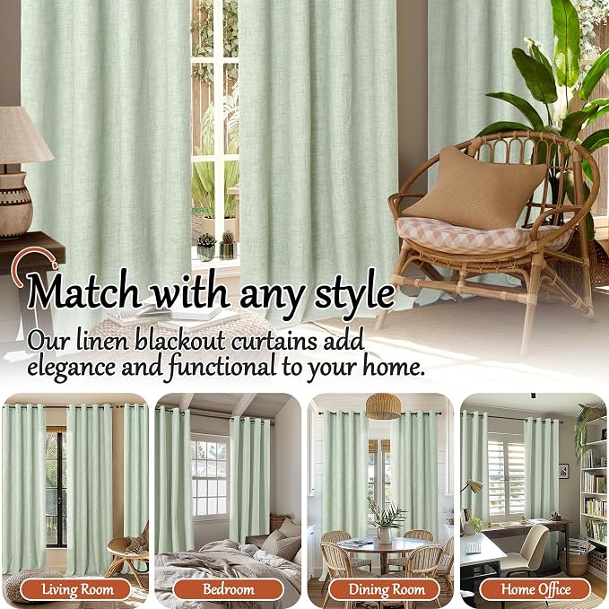 Sage Linen Blackout Curtains for Bedroom - Image 7