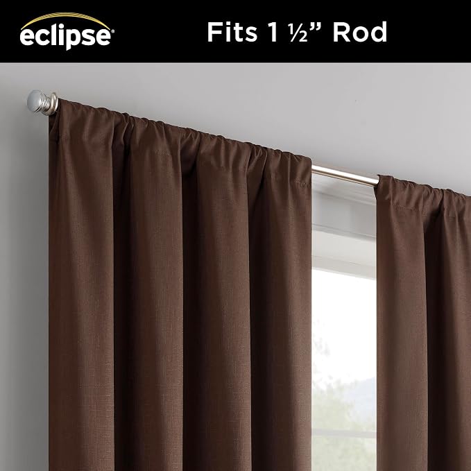 Eclipse Kendall Thermaback Blackout Curtain Set, Chocolate Brown - Image 4