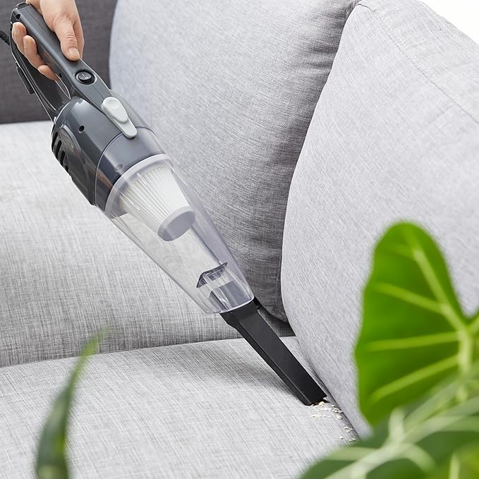 Amazon Basics 2-in-1 Corded Stick Vacuum Cleaner, Convertible to Handheld, Lightweight (3.9 LBS), with Washable Filter, Crevice Tools, 0.5L Dust Cup, 19.7-Ft Cord, 300W, Black