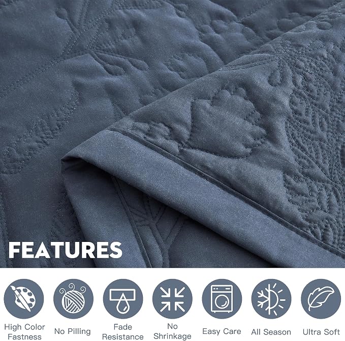 HZ & HY Oversized King Bedspreads 128x120, 5-Piece Quilt Set, Lightweight - Image 7