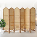 6 Panel Rattan Room Divider, Folding Room Divider Screen, Natural | Pine Frame by AsNefeli