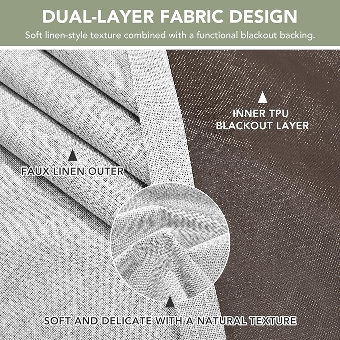 Deconovo Faux Linen 100% Blackout Curtains - Image 4