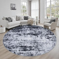 Round Area Rug Living Room: 8 ft Modern Washable Carpet Black | by FXRHLP