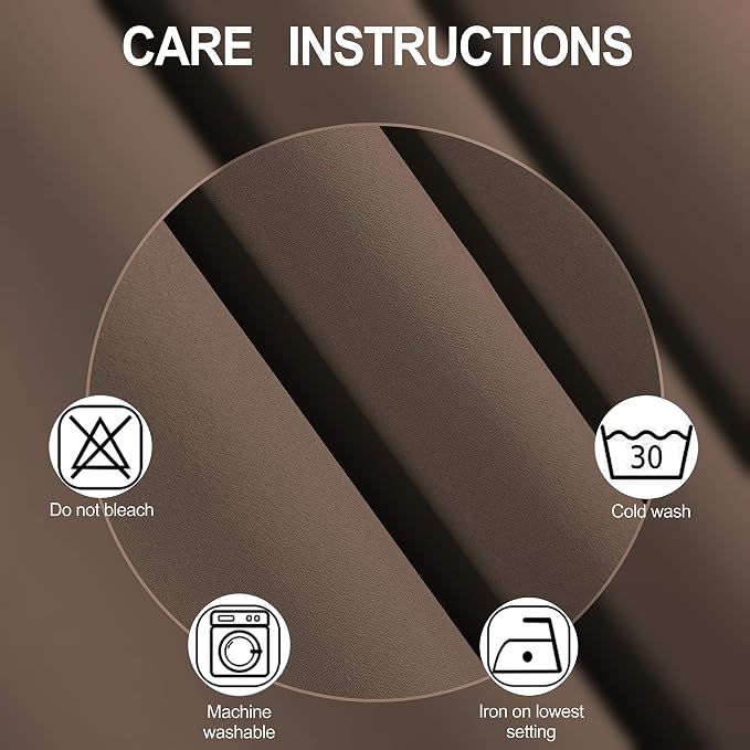 Chocolate Brown Thermal Blackout Curtains/52 x 108 Inch/Set of 2 Panels Room - Image 4