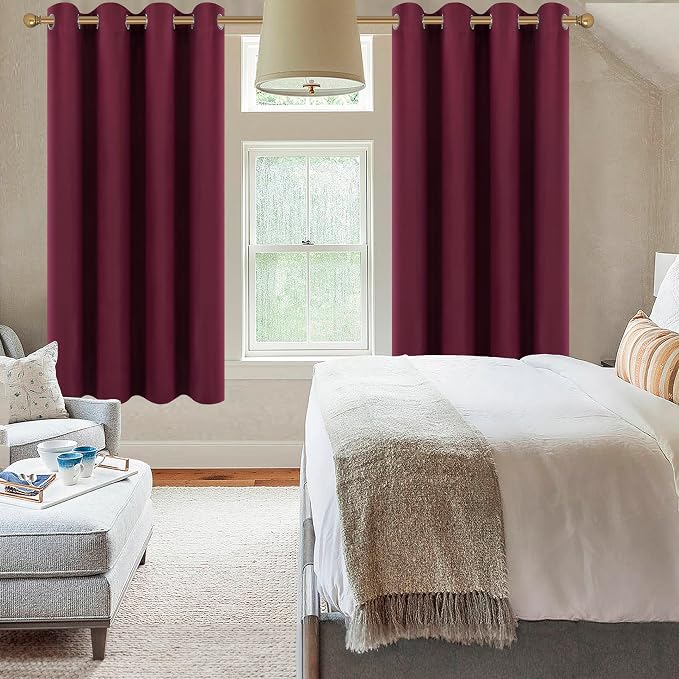 Diraysid Burgundy Red Grommet Blackout Curtains - Image 4