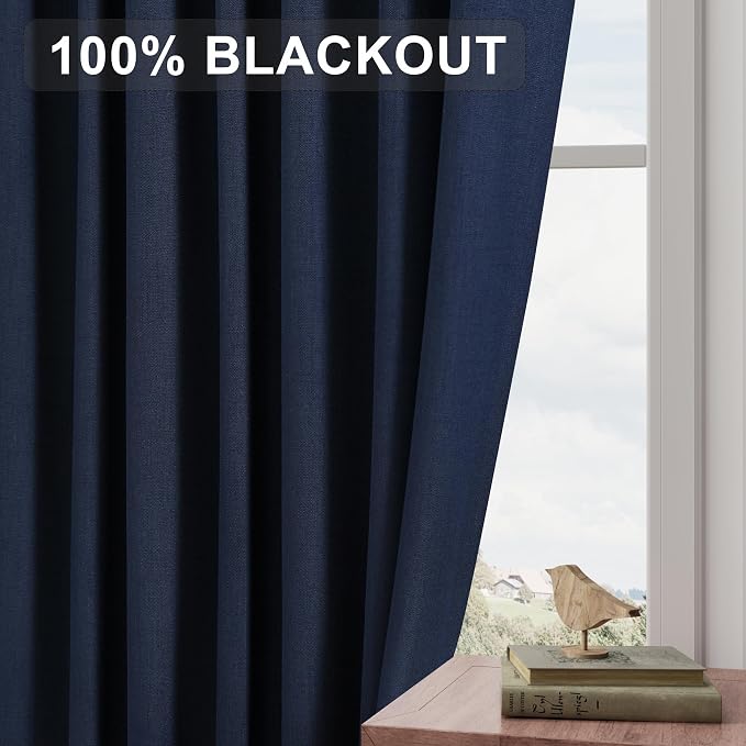 Joywell 100% Blackout Extra Long Linen Curtains 120 Inches Long - Image 7