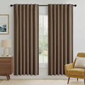 RYB HOME Brown 100% Blackout Linen Curtains 72 Inch Long by RYBHOME