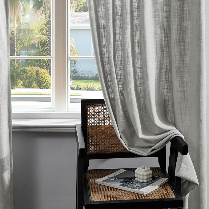 Deconovo Linen-Blend Semi-Sheer Curtains 2 Panels, Hidden Tab and Rod Pocket - Image 6