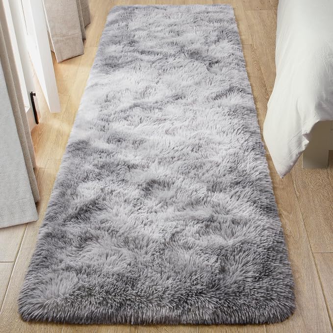 Fluffy Runner Rugs for Bedroom Aesthetic 2x6 Feet, Shag Soft Bedside Rug - Image 4