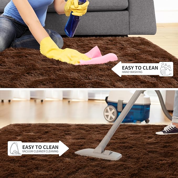 9x12 Brown Area Rugs for Living Room Bedroom, Soft Fluffy Plush Shaggy Girls - Image 7