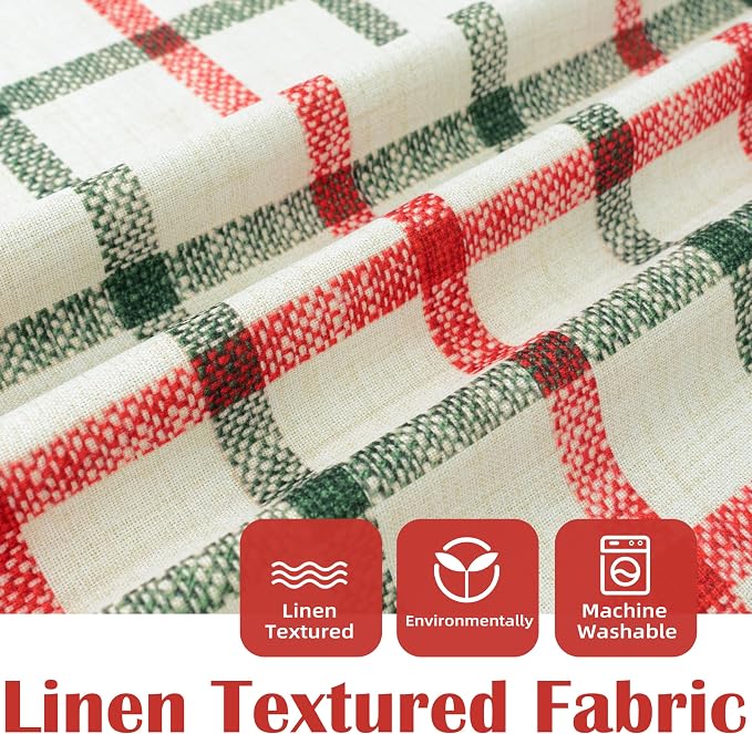 DriftAway 100% Blackout Plaid Curtains 84 Inches Long 2 Panels Red Green | 100% - Image 4