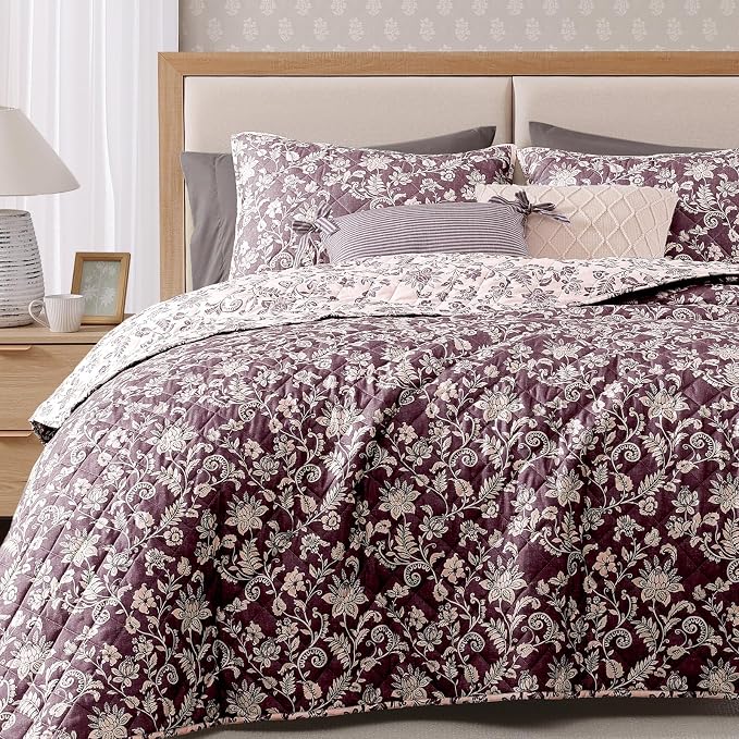 Twin/Twin XL Quilt Set-2 Pieces Soft Bedding Floral Reversible Coverlet | All - Image 9