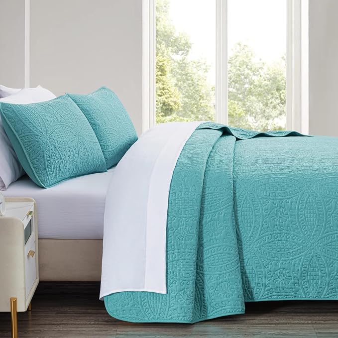 Chezmoi Collection Austin 3-piece Oversized Bedspread Coverlet Set | Oversized - Image 3