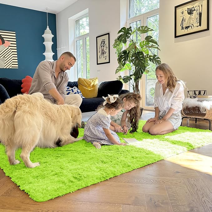 OLANLY 3x5 Machine Washable Small Bedside Rug, Soft Fluffy Shaggy Rugs - Image 9