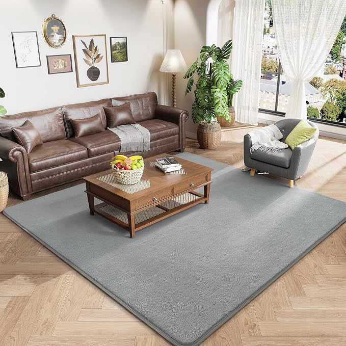 6x6 Square Area Rugs for Bedroom Living Room, Modern Non Slip Minimalist Carpet by AmeareaDirect