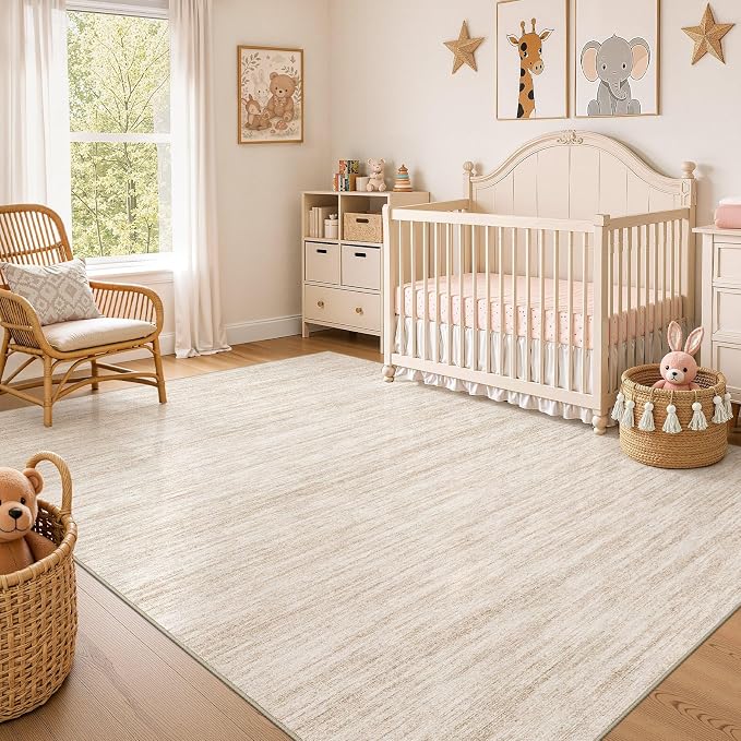 Nakagishi 7X9 Area Rugs Living Room: Washable Large Vintage Rug Neutral - Image 7