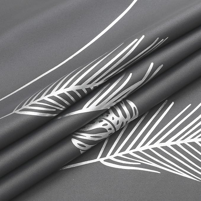 Blackout Curtains for Living Room Silver Palm Tree Printed Thermal Insulated - Image 8