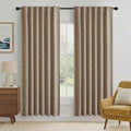 RYB HOME Burlap 100% Blackout Linen Curtains 72 Inch Long by RYBHOME
