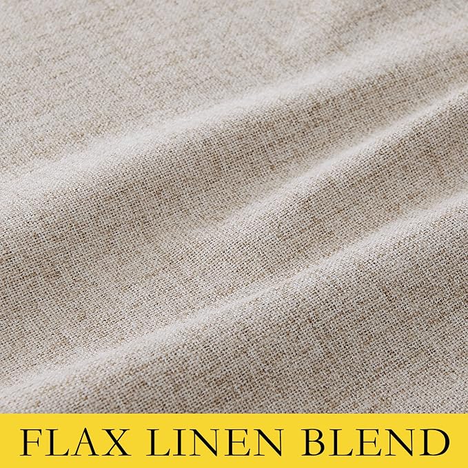 NICETOWN Oatmeal Full Blackout Boho-Chic Linen Curtains 84 inch Long 2 Panels - Image 9