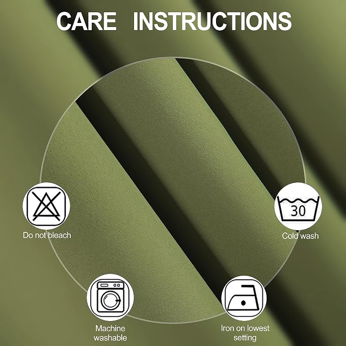 Oilve Green Blackout Curtains 38 x 54 Inch Length/Set of 2 Curtain - Image 4