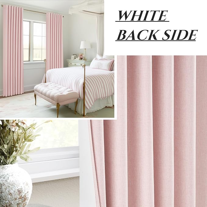 QJmydeco 102 Inch Long Baby Pink Curtains 2 Panels Set - Image 5