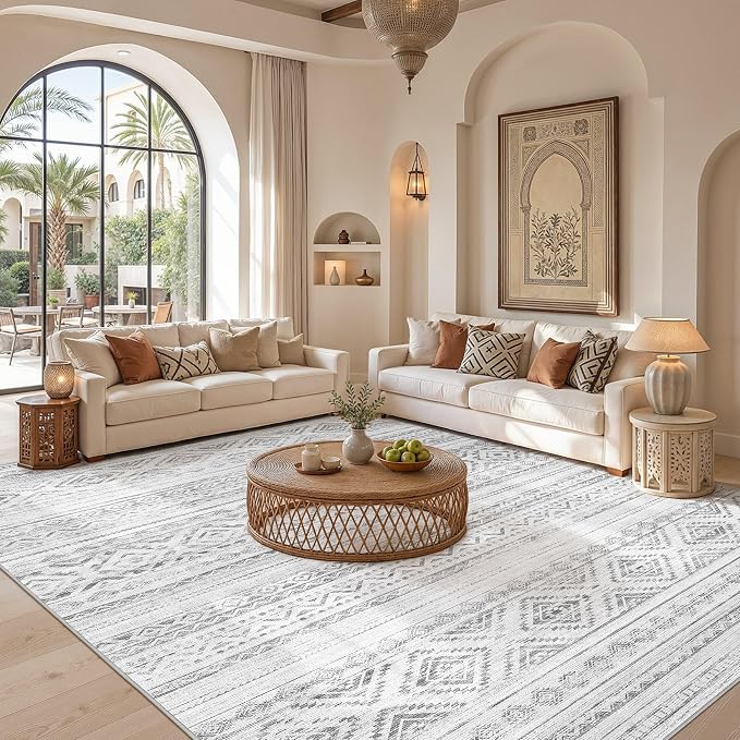 cotiled Boho 5x8 Area Rugs for Living Room: Soft Moroccan Washable Rug | Solve - Image 4