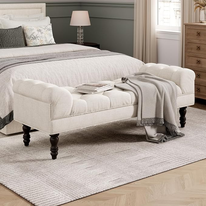 Christopher Knight Home Teaki Mid-Century Modern Upholstered Ottoman Bench by ChristopherKnightHome